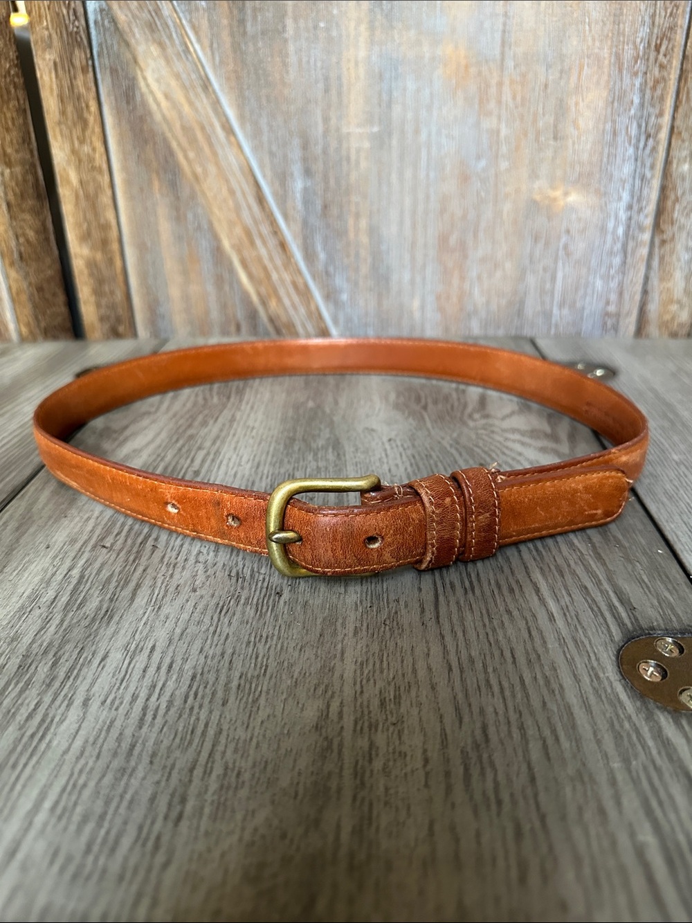 Coach Vintage Women's Slim Leather Belt in Brown British Tan with Brass Buckle